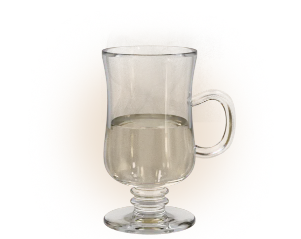Glass of MUWA to drink warm